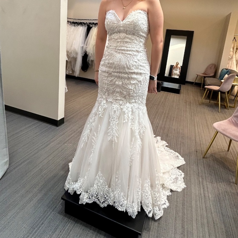 Strapless White Lace Bridal Gown
